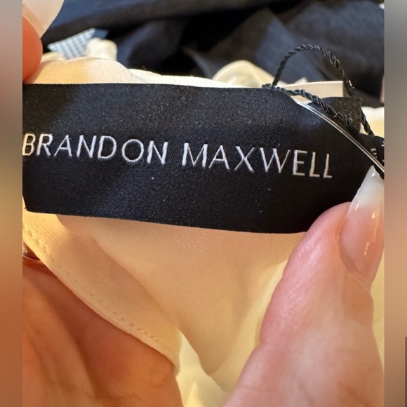 BRANDON MAXWELL The Ilana Layered 100% Silk Top in Ivory NWT - Picture 6 of 10